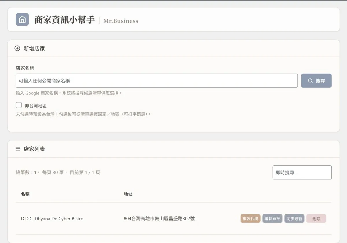 商家資訊小幫手:美食旅遊部落客的 Google 商家自動同步 WordPress 外掛 - 第1張圖 商家資訊小幫手:美食旅遊部落客的 Google 商家自動同步 WordPress 外掛